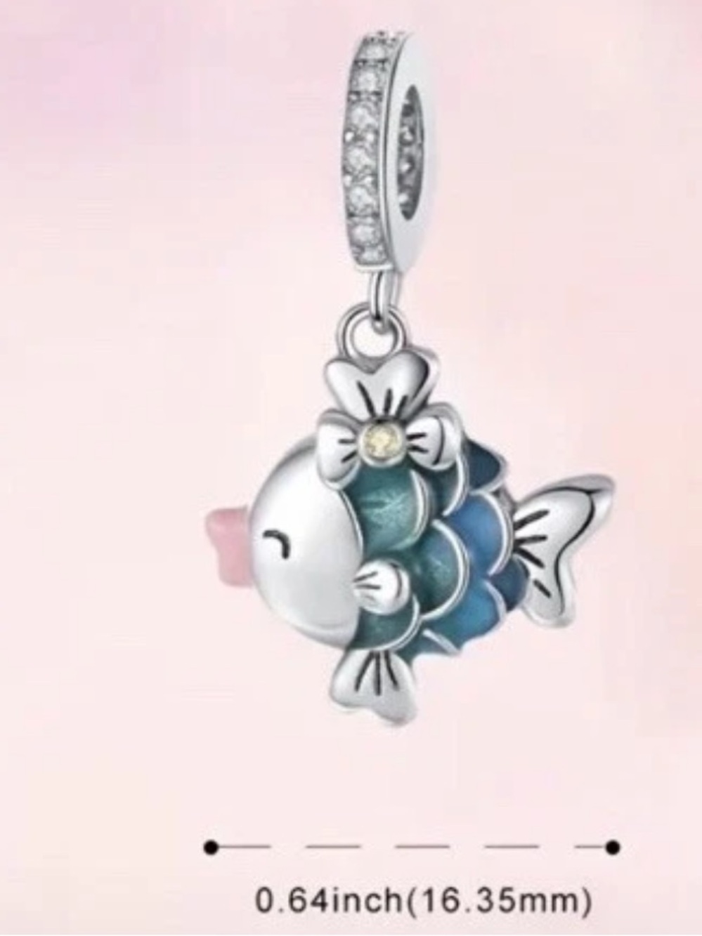 S925 Silver & Blue with Kissy Lips Dangle Charm - NWOT - Picture 2 of 4